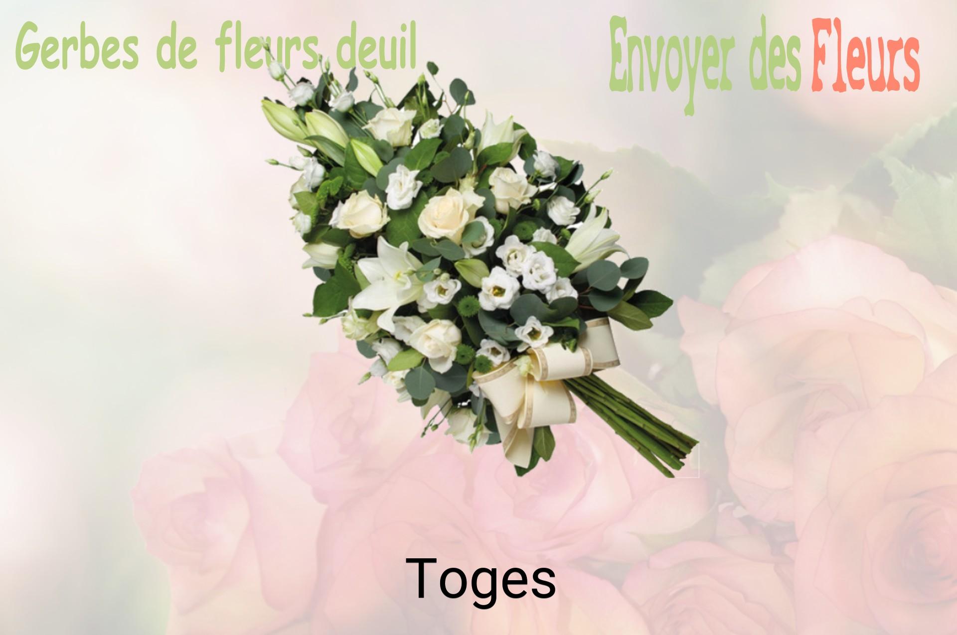 Gerbe de fleurs de deuil livrée à Toges
